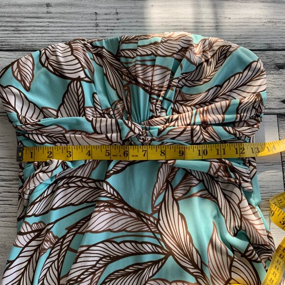 Vintage Y2K XOXO Strapless Jersey Knit Tropical Print Maxi Dress - Picture 14 of 16